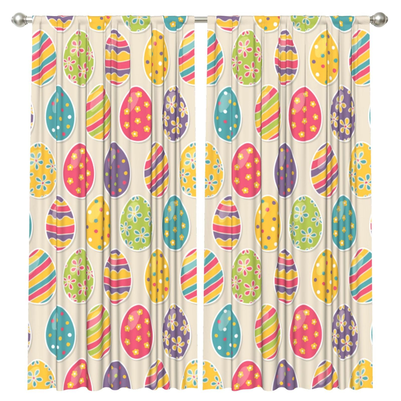 InOmak Easter Eggs, 2 Panels Window Curtains 52 x 84 Inch Blackout Curtains for Living Room Bedroom