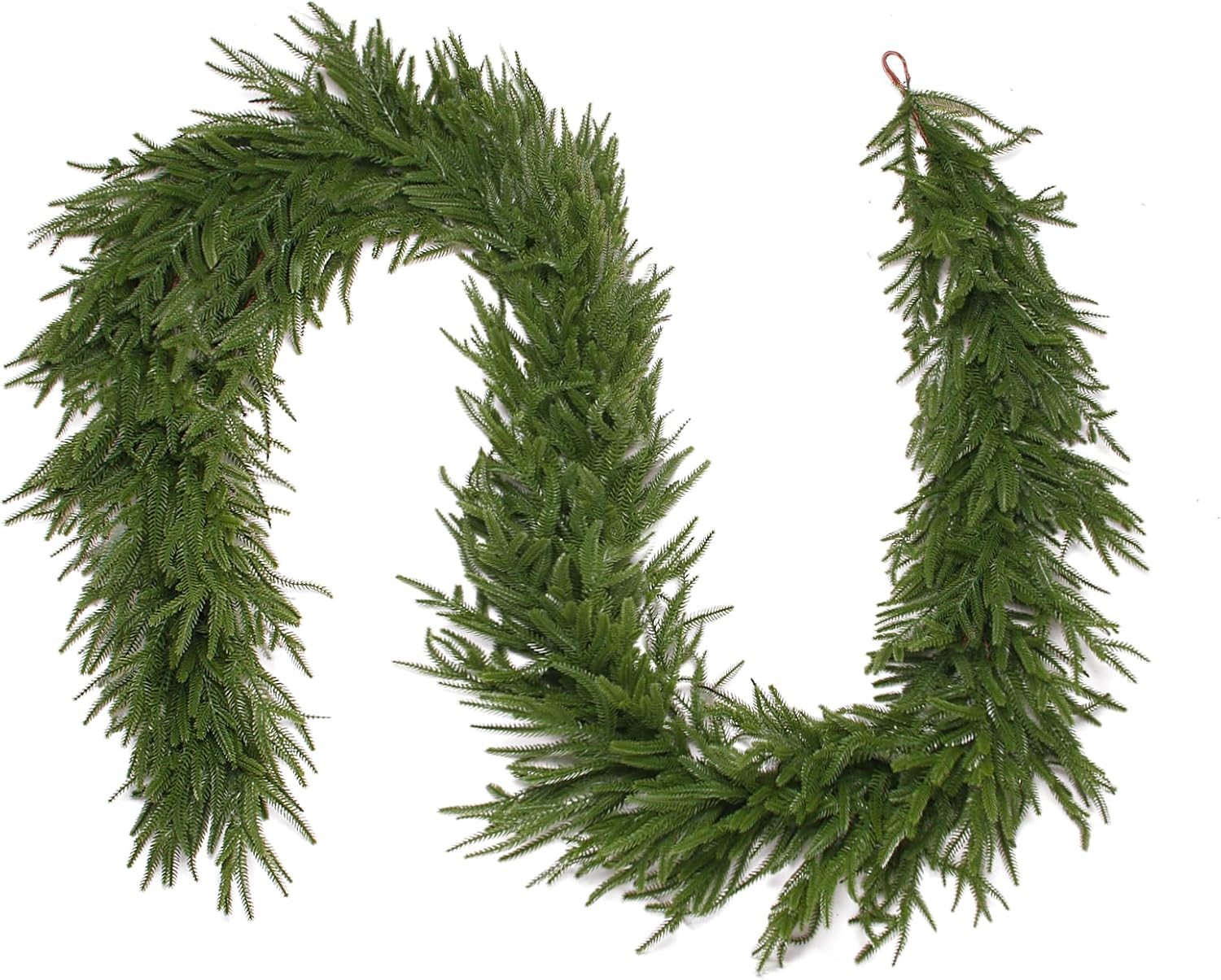 9FT Artificial Norfolk Pine Garlands, Real Touch Winter Pine Garland, Green Artificial Greenery Garland for Table, Mantle, Wall, Indoor, Outdoor Christmas Decorations (Green)