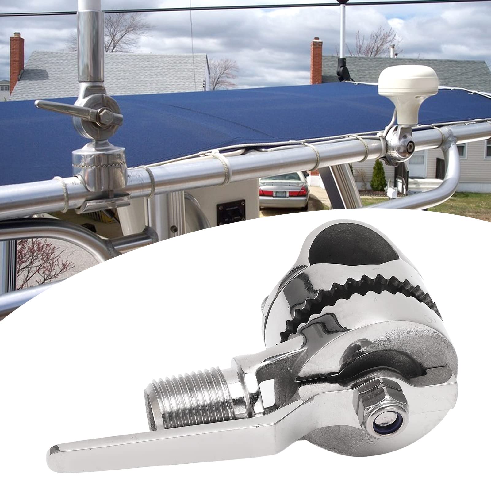 Montaje de Antena VHF Marina, Función de Palanca, Trinquete Ajustable, Acero Inoxidable, Adecuado para Rieles 22-25 Mm, Barcos, Yates, RVs, Instalación Fácil