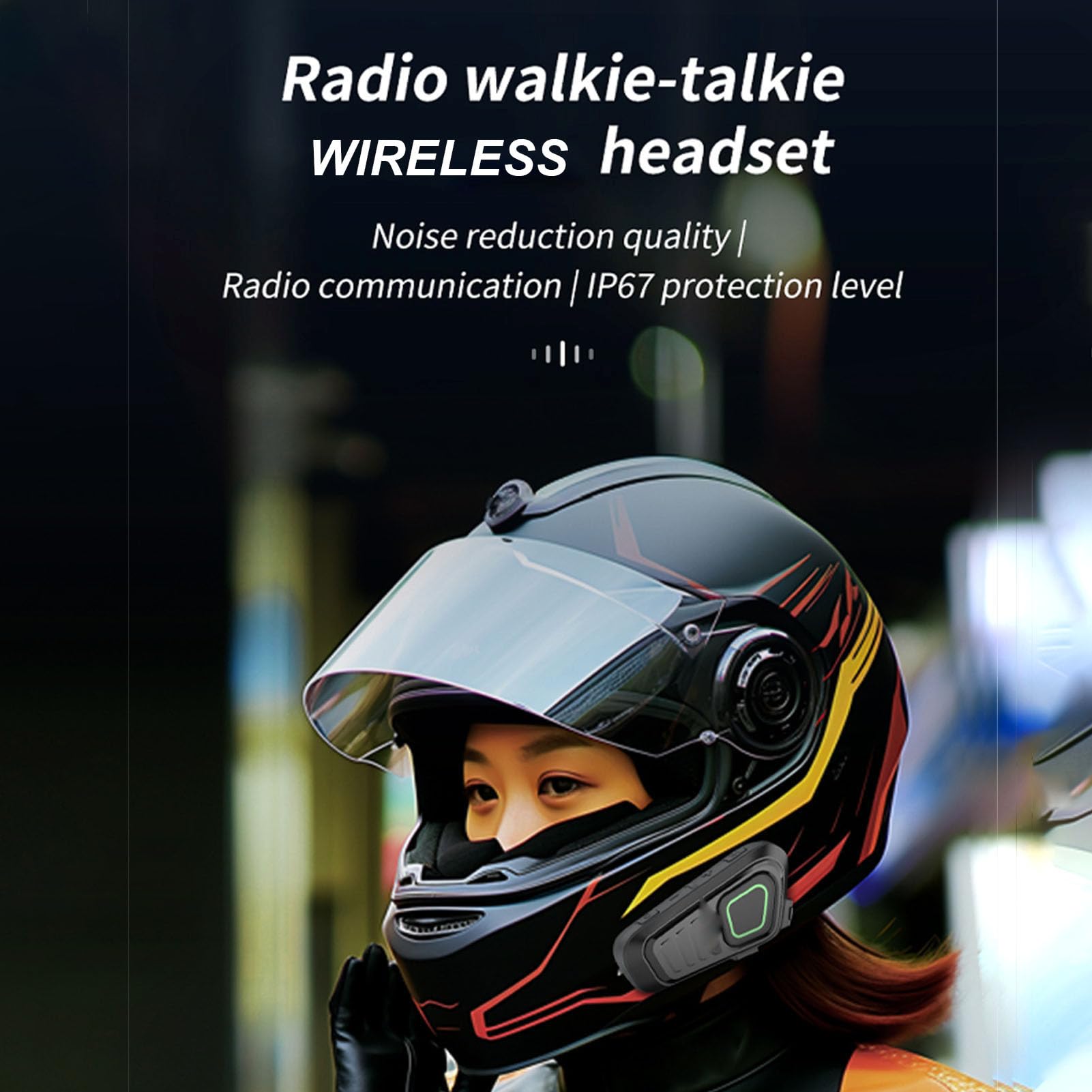 Jectse Interfono Bluetooth per Casco Moto Portata 10 Km Auricolare Bluetooth per Moto con Push to Talk Wireless IP67 Cancellazione Rumore Impermeabile Comunicazione di Squadra