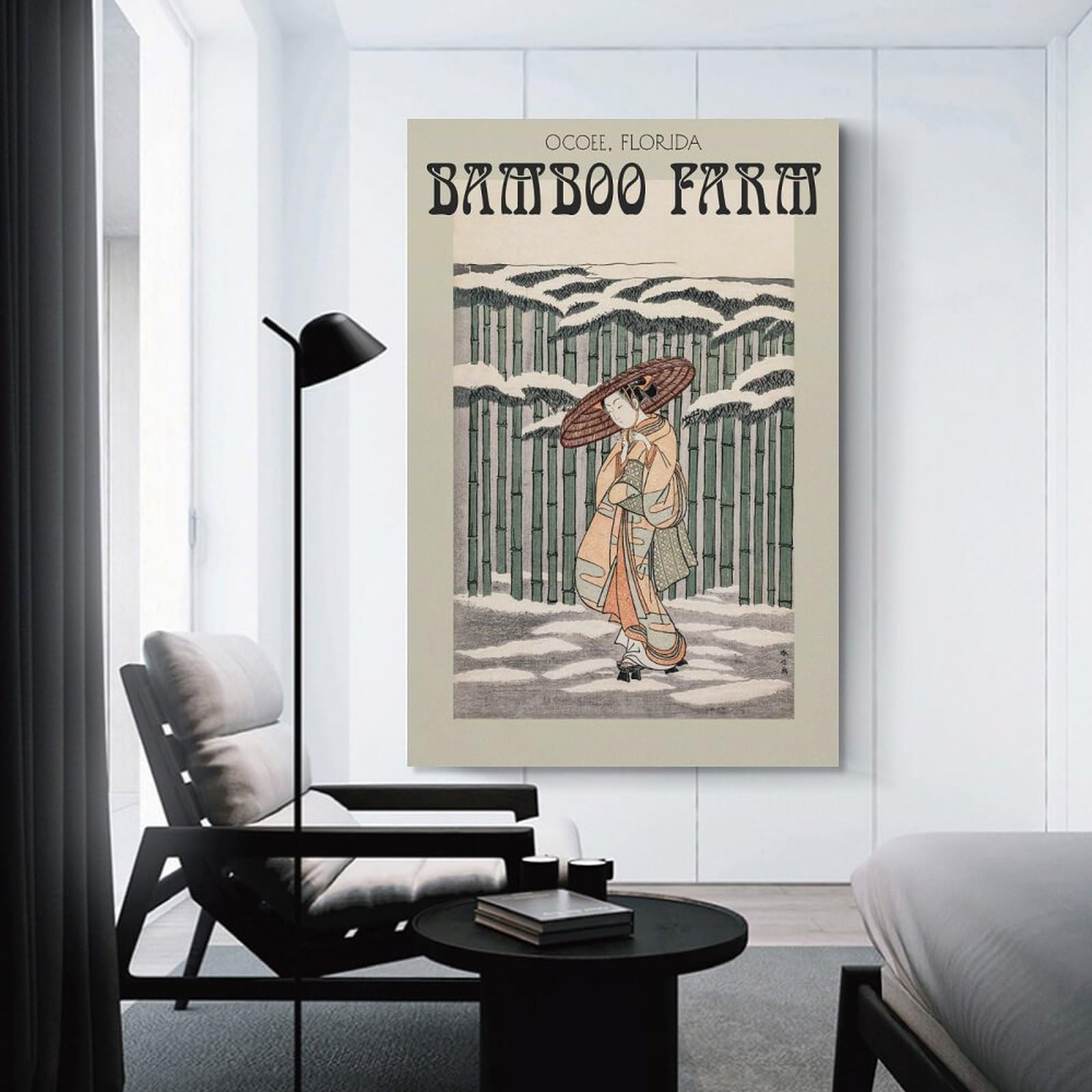 Junmoney Ocoee Florida Bamboo Farm Art Print Canvas Wall Art, 12x18inch(30x45cm), for Bedroom, Guest Room Or Reading Nook, Decorative Wall Art for Cosy Rooms