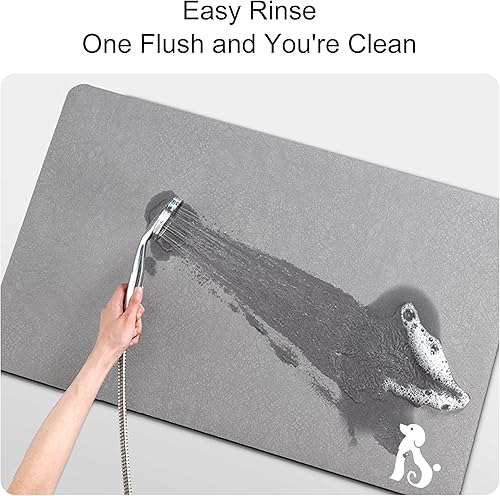 Miniatura 6 de Juego de tapetes de baño de tierra de diatomeas para baño, de secado rápido, antideslizantes, tapete de baño de piedra lavable, 16.92 x 27.16 +