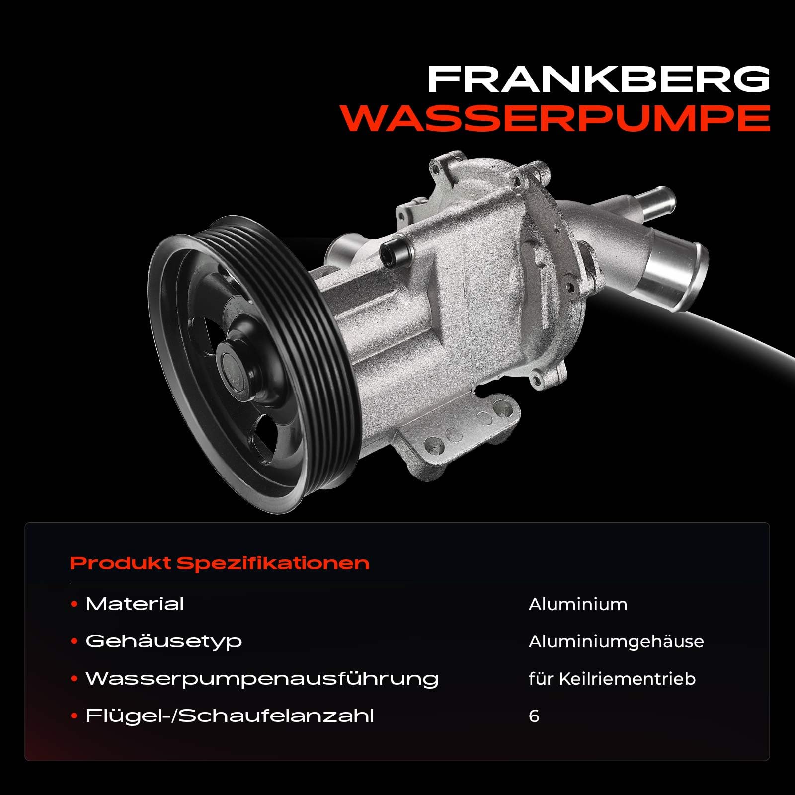 Frankberg Wasserpumpe Kompatibel mit M.i.n.i Cooper R50 R53 1.6L 2001-2006 M.i.n.i One Cabriolet R52 1.6L 2004-2007 M.i.n.i One R50 R53 1.6L 2001-2006 Replace# 11517513062