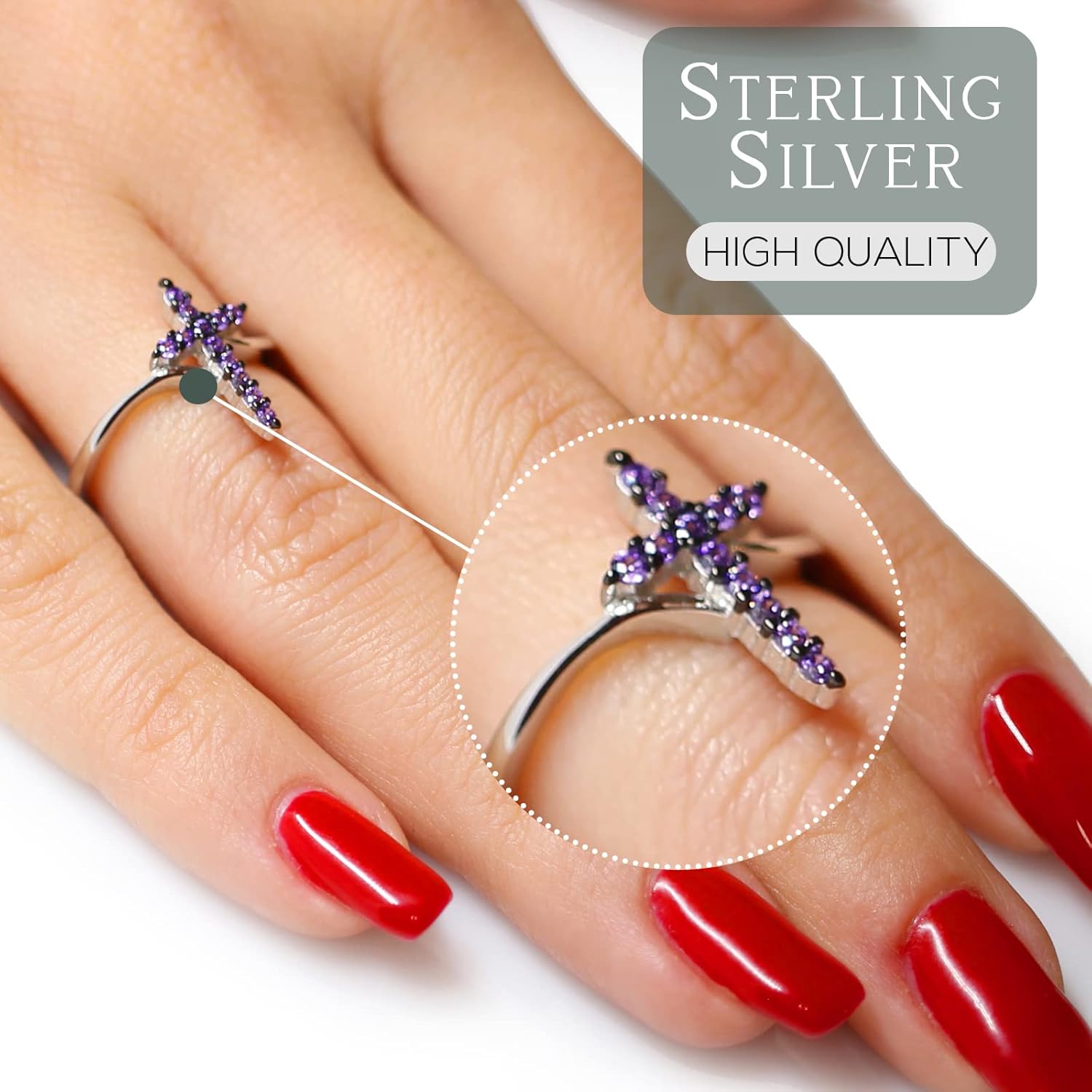 CloseoutWarehouse Clear Cubic Zirconia Christian Cross Ring Sterling Silver (Comes in Colors)
