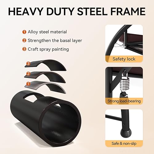 Miniatura 4 de Columpio para patio al aire libre de 3 asientos, marco de acero resistente con toldo ajustable y cojines extraíbles, silla de columpio para porche