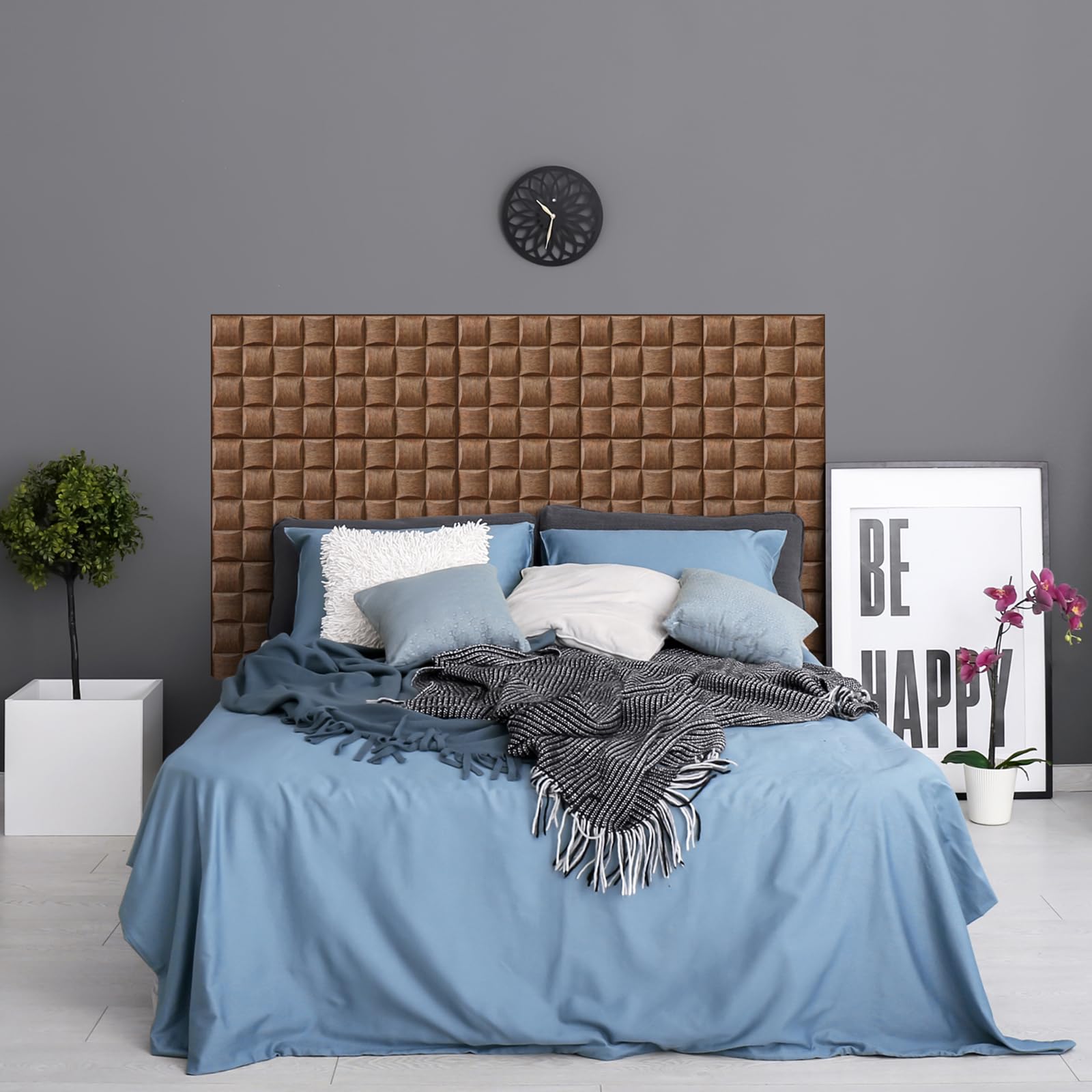 Selbstklebende 3D Wandpaneele Holzoptik,Wasserdichte PE-Schaum Wandfliesen Wandverkleidung,30x30 cm 10 Stück,Wanddekoration für Wohnzimmer Schlafzimmer Bad Küche Hintergrundwand
