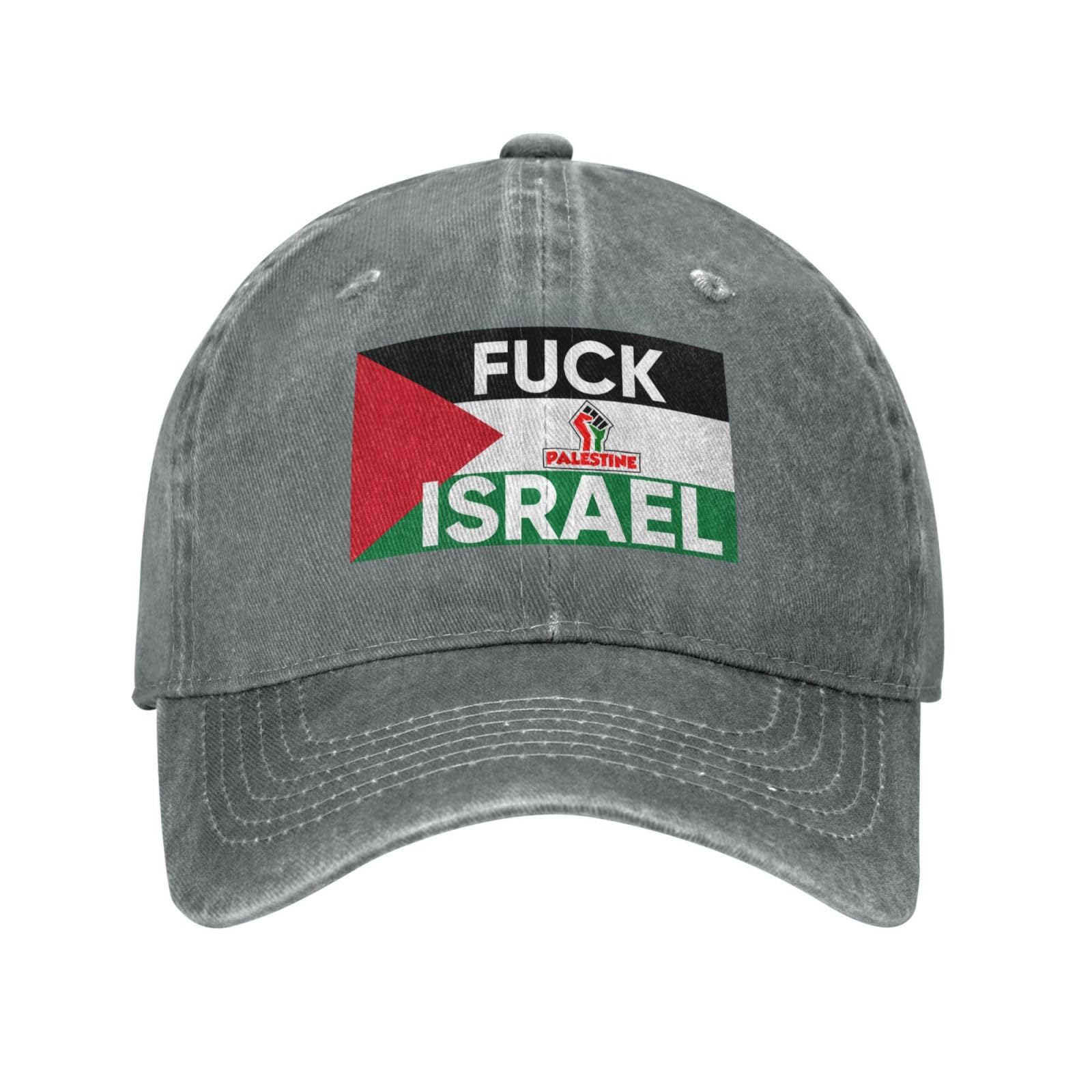 Fjqwklf Unisex Gray Fuck Israel Hat Free Palestine We Will Not Leave Hat Save Gaza Baseball Cap For Men Women