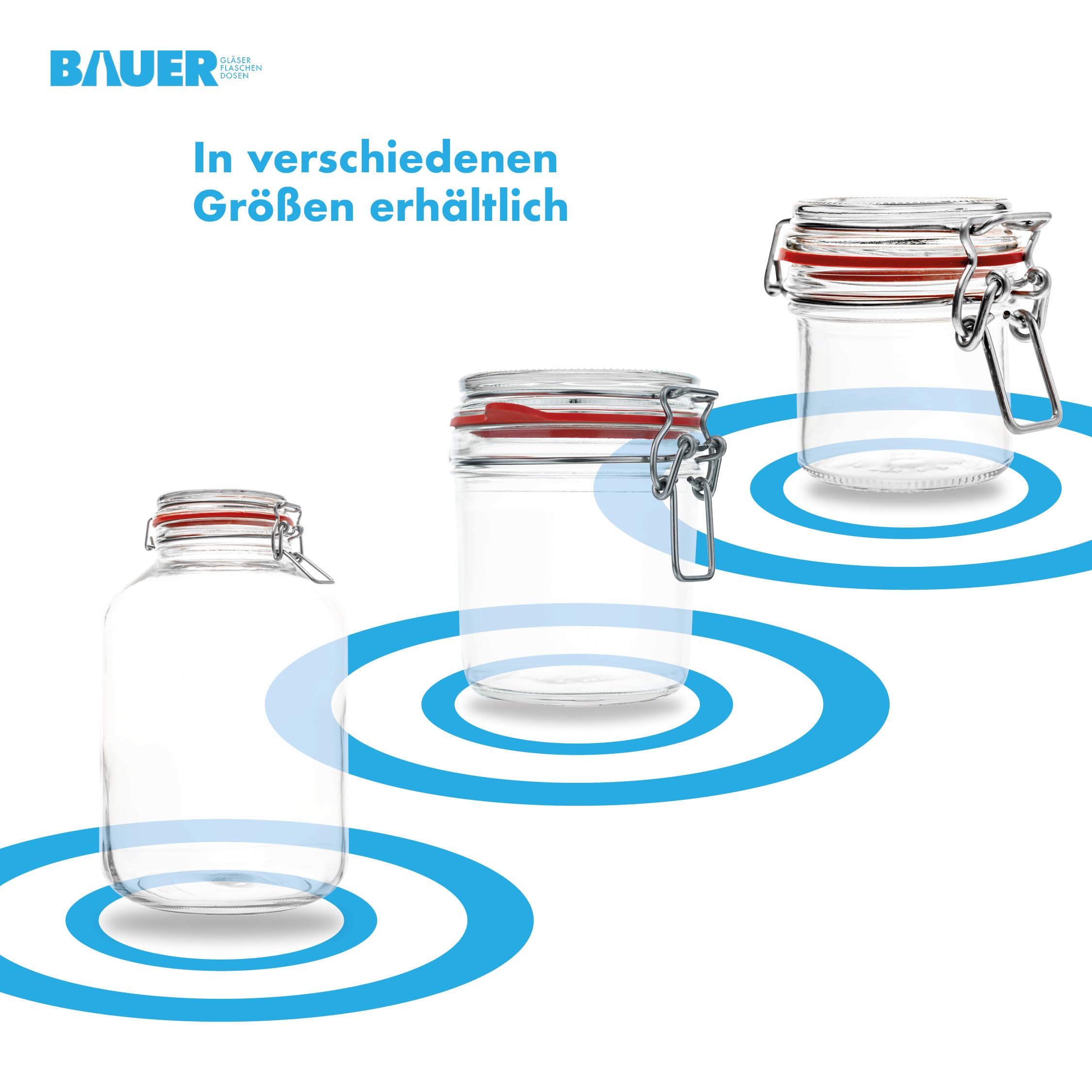 Flessenbauer, 12 draadbeugelglazen, 530 ml, te gebruiken als inmaakglas en fermentatieglas, voor het bewaren, glazen om te vullen, lege glazen met draadbeugel, Made in Germany