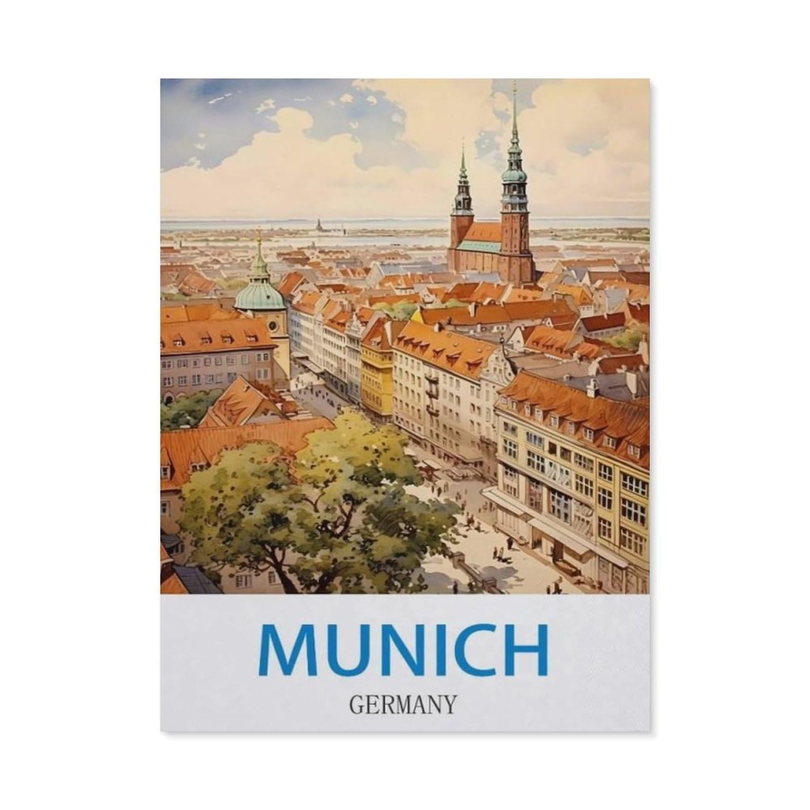 Beayodkp A24 Munich Germany，Diy Paint By Numbers For Adults Beginner, Easy Paint By Numbers For Beginner,Acrylic Watercolor Paint By Number For Kids Gift Decor(50X60cm) 19.6X23.6 Inches-Cl82