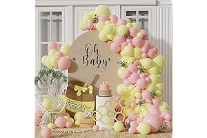 Pastel Pink and Yellow Balloon Garland Arch Kit: 143 Pcs of Adorable Decorations