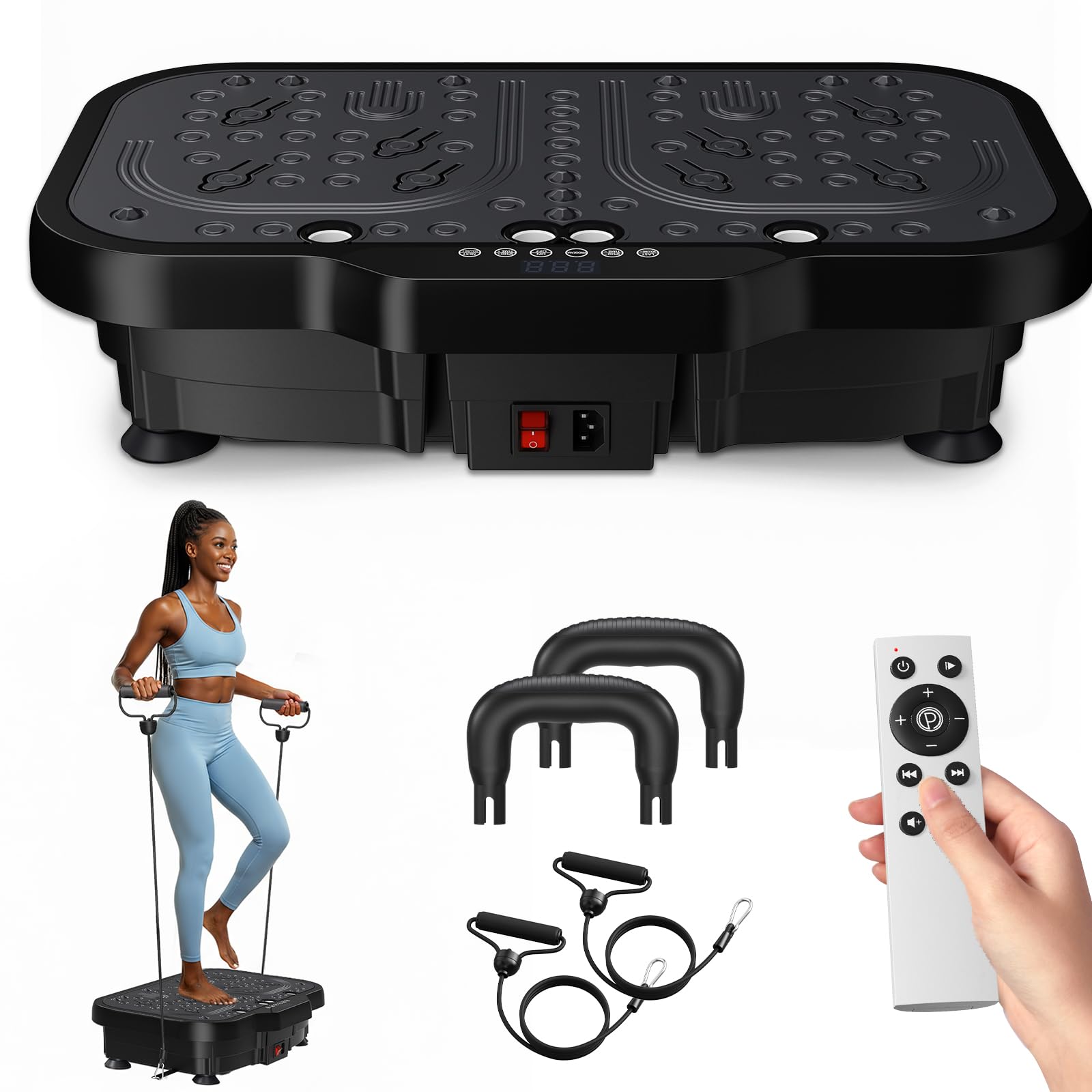 Plateforme vibrante à la maison, mouvement de la plaque vibrante 1 à 180 intensités de vibration différentes, utilisée pour renforcer les muscles, réduire les graisses et entraîner tout le corps, noir