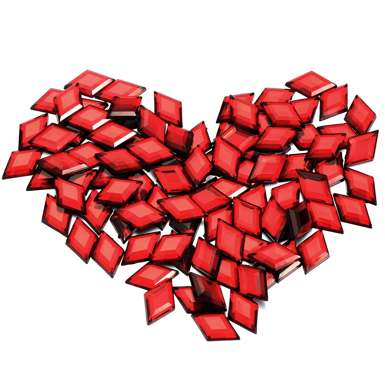 Tondiamo 100 Pcs Red Flatback Acrylic Gems Rhinestones Plastic Red Face Gems for Bedazzling Acrylic Jewels for Crafts Jewelry Making Costume Cosplay Embellishments,11 x 18 mm