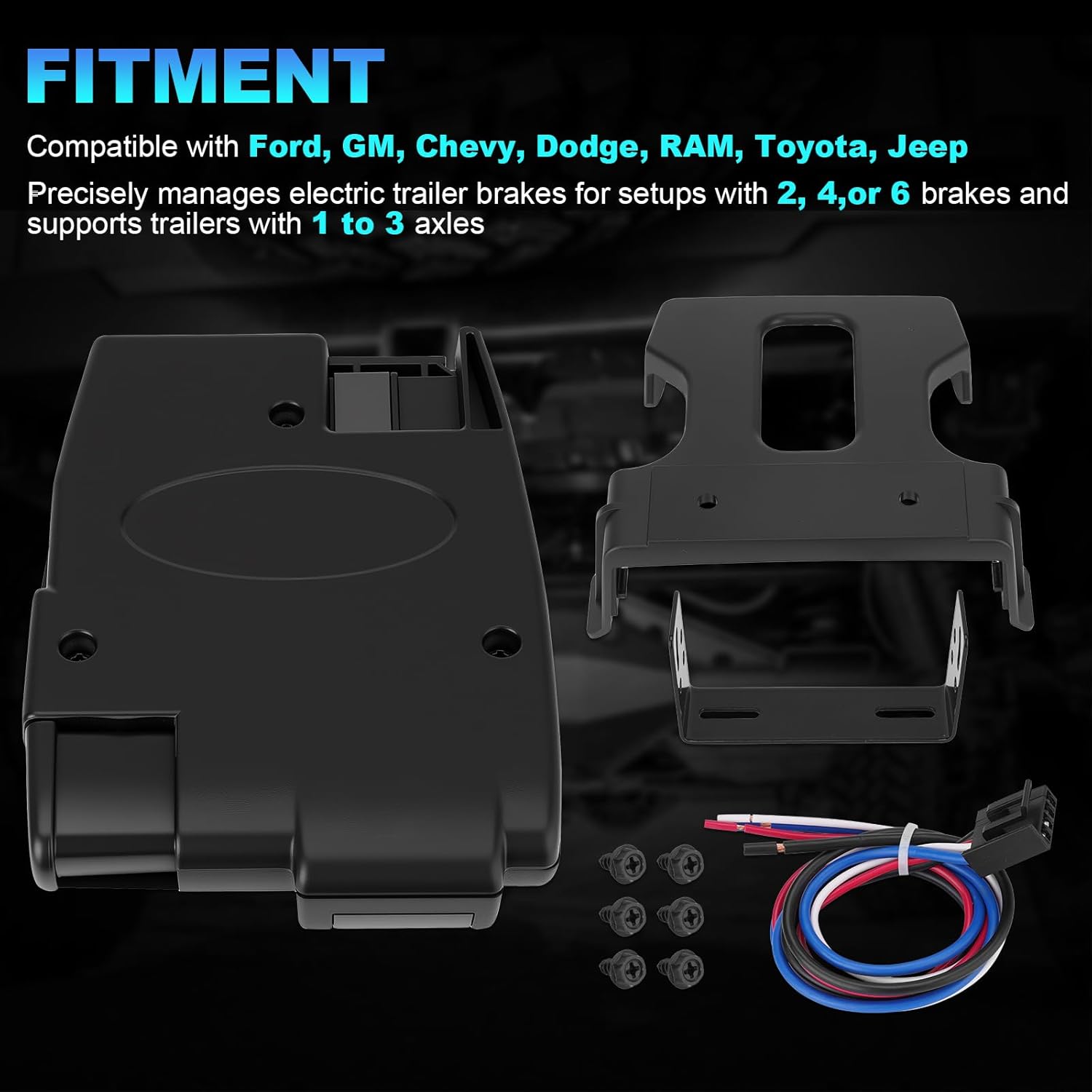 Trailer Brake Controller with 1-3 Axles Compatible with Ford GM Chevy Dodge RAM Toyota Jeep LED Display, Plug and Play, Replace#90160