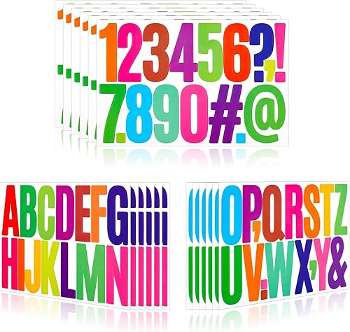 Calcomanías para tablón de anuncios, 288 unidades, 18 hojas de 3 pulgadas, vinilo impermeable, colorido para buzón, ventana, puerta, letrero, número