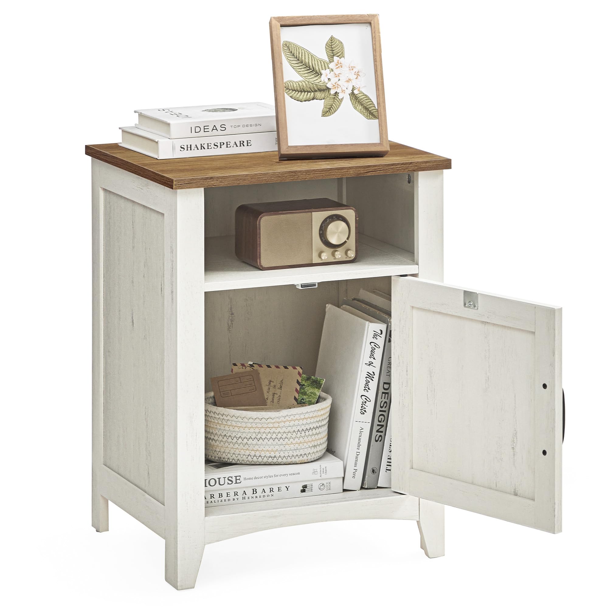 VASAGLE Farmhouse Nightstand with Barn Door