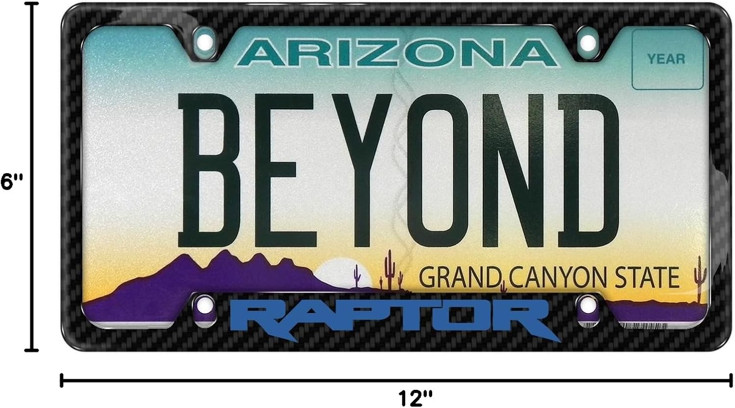iPick Image Made for Ford F-150 Raptor in Blue Black Real Carbon Fiber 50 States License Plate Frame