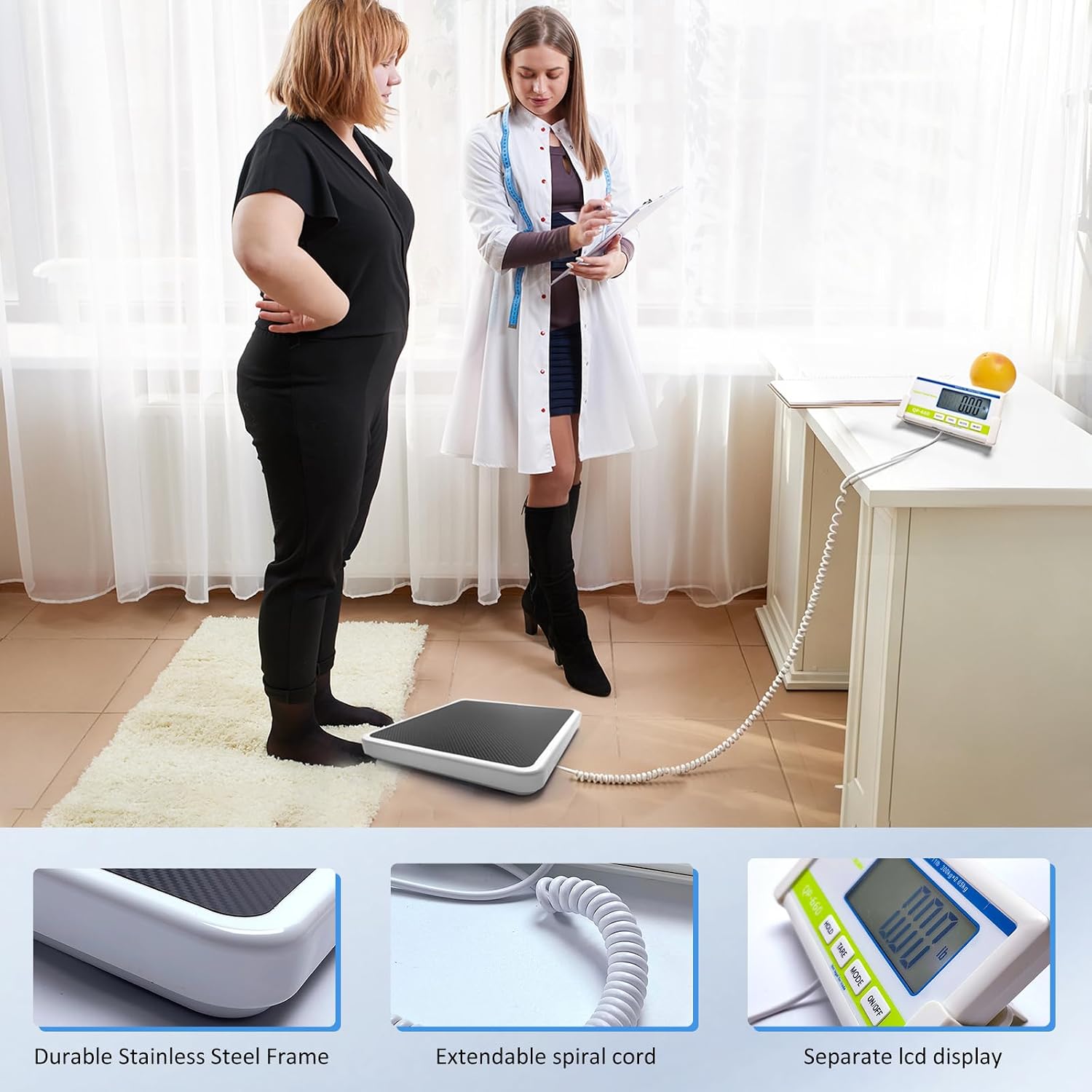 Extra Wide Medical Physician Scale,High-Accuracy Display | Bariatric-Friendly Platform，660 lb Body Weight Scale,Bariatric Bathroom Scale，Home, Hospital & Gym Use, Easy-to-Read Measurements