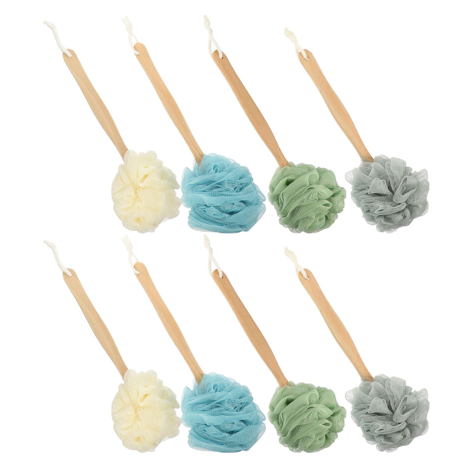 Toyvian 8 Piezas Cepillo de Baño de Mango y Cepillo de Ducha para Espalda Unidades de Bola de Ducha de Nailon Suave para Exfoliación Corporal Baño