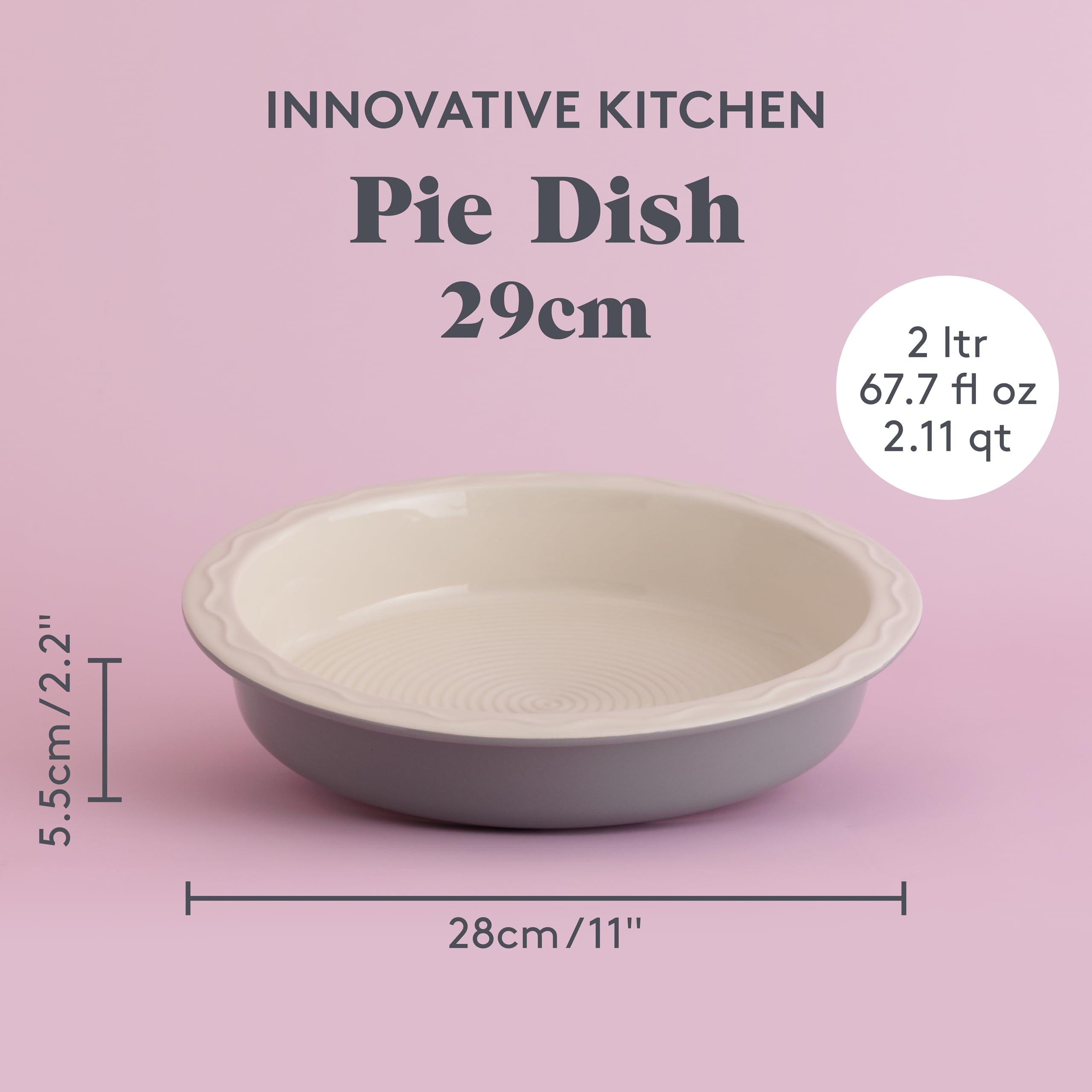 Mason Cash Plat à tarte innovant de 29 cm | Grès gris et crème avec bord d'ancrage à pâtisserie et base ondulée | Répartition homogène de la chaleur, démoulage facile de la pâtisserie, passe au four