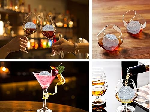 Miniatura 7 de CAMKYDE Bandeja para cubitos de hielo rosa de 2.5 pulgadas 1 molde + 1 embudo + 4 tapones, molde de silicona para cubitos de hielo de 4 cavidades