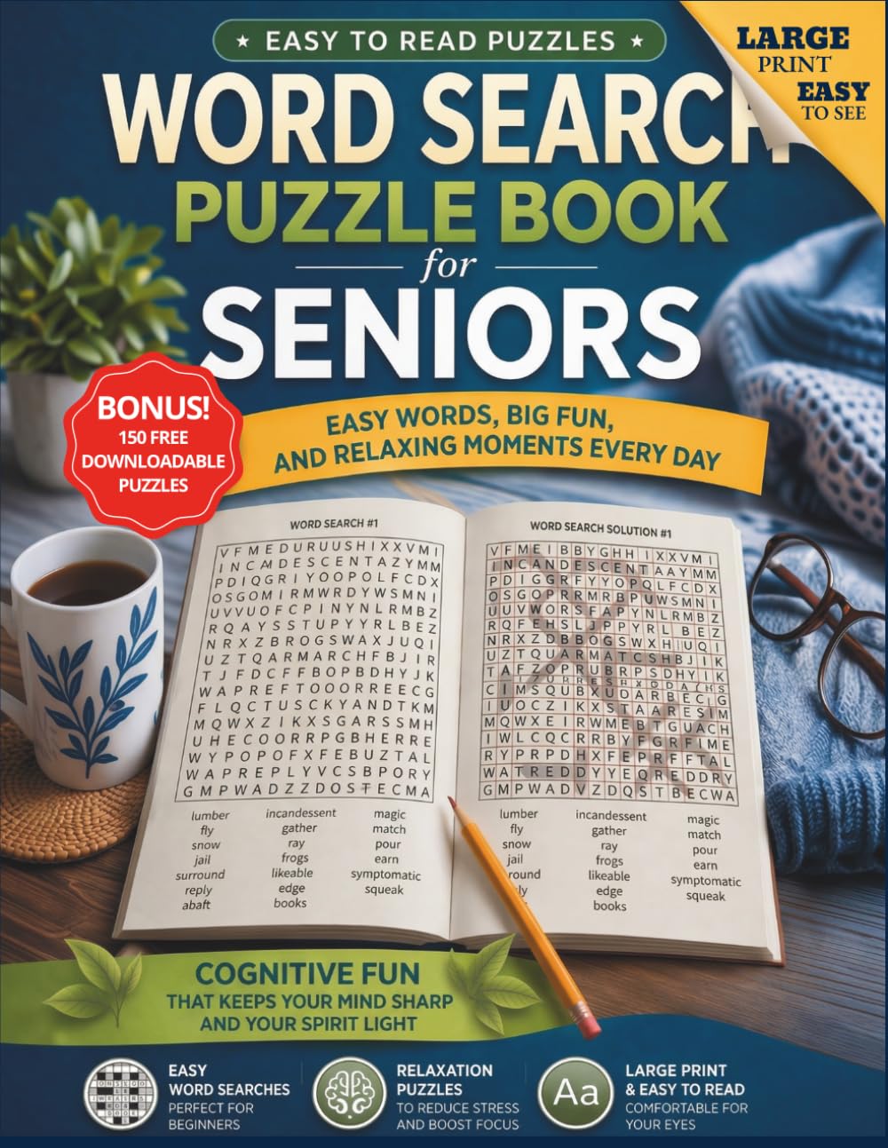 Word Search Puzzle Book for Seniors: Easy Words, Big Fun, and Relaxing Moments Every Day