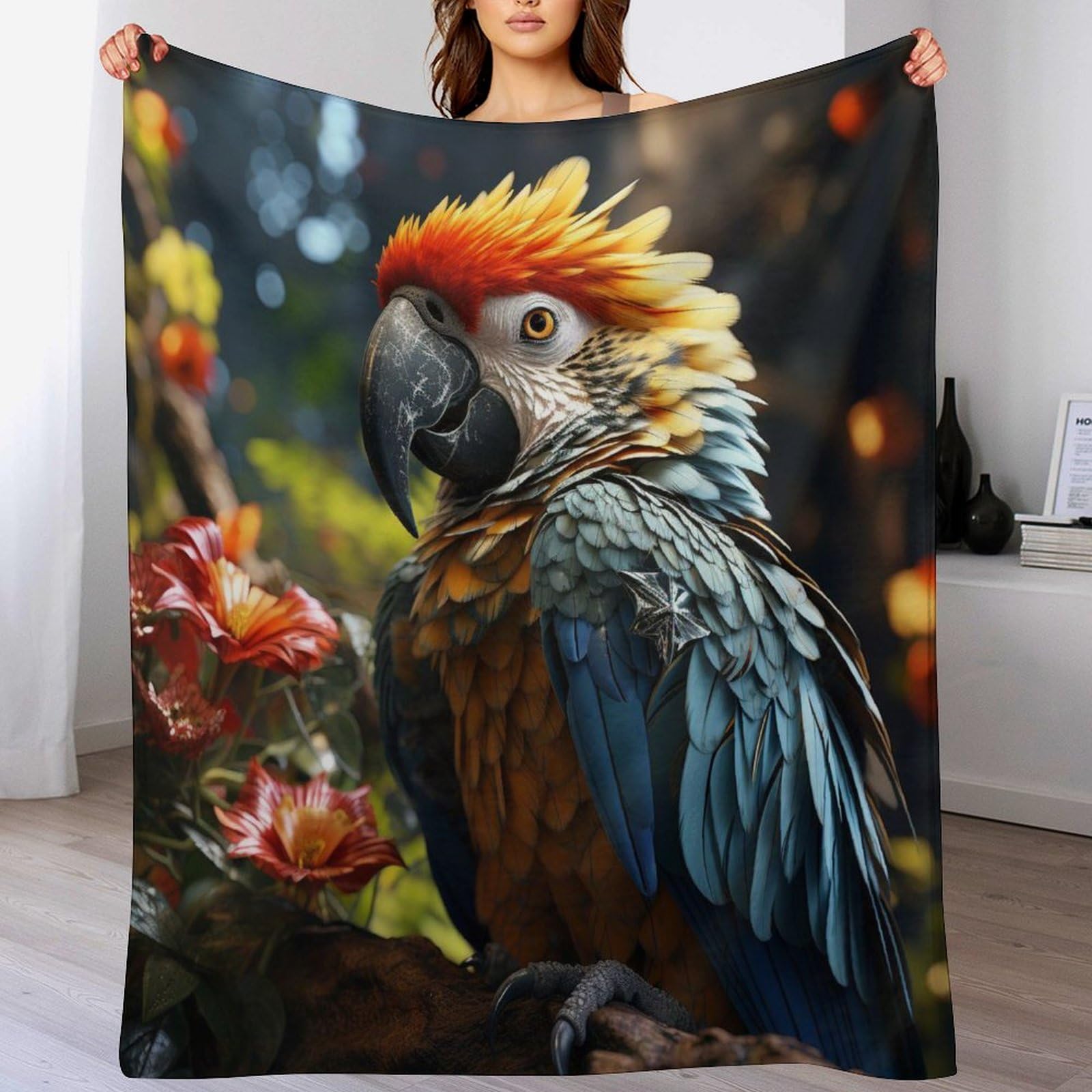 Manta de franela para sofá de loro ideal para tardes de películas