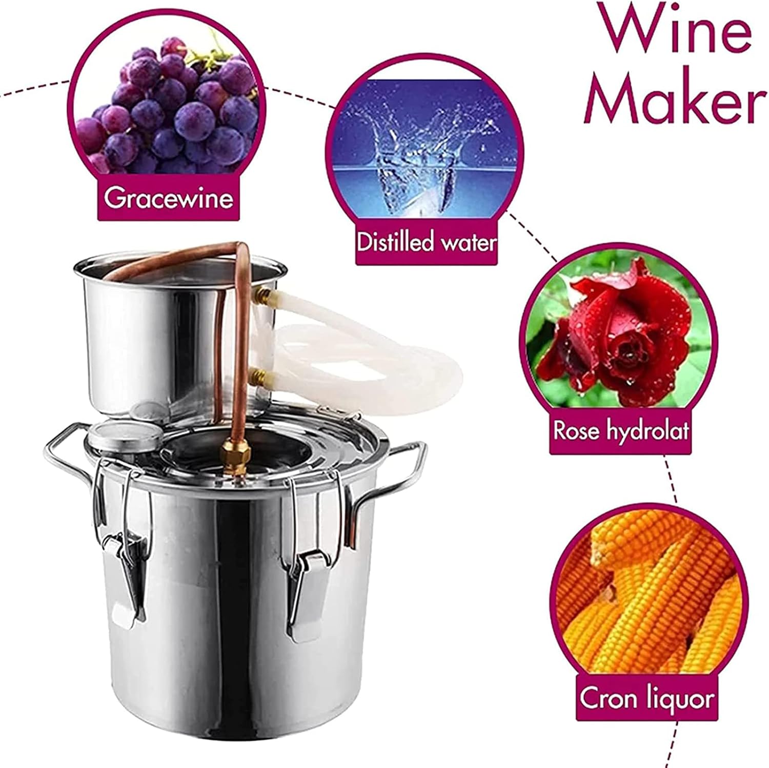 Buy XXJJ Moonshine Still, Alcohol Distiller Copper Tube, Water Alcohol