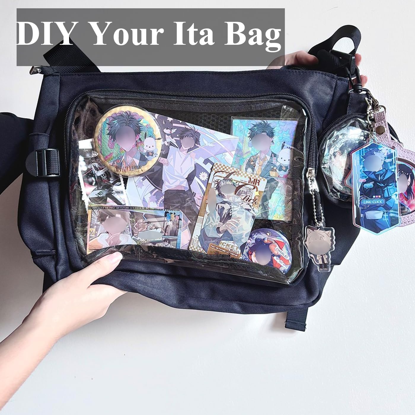 Ita Messenger Bag, Nylon Cute Pin Display Crossbody Bags Handbags Kawaii Shoulder Purse