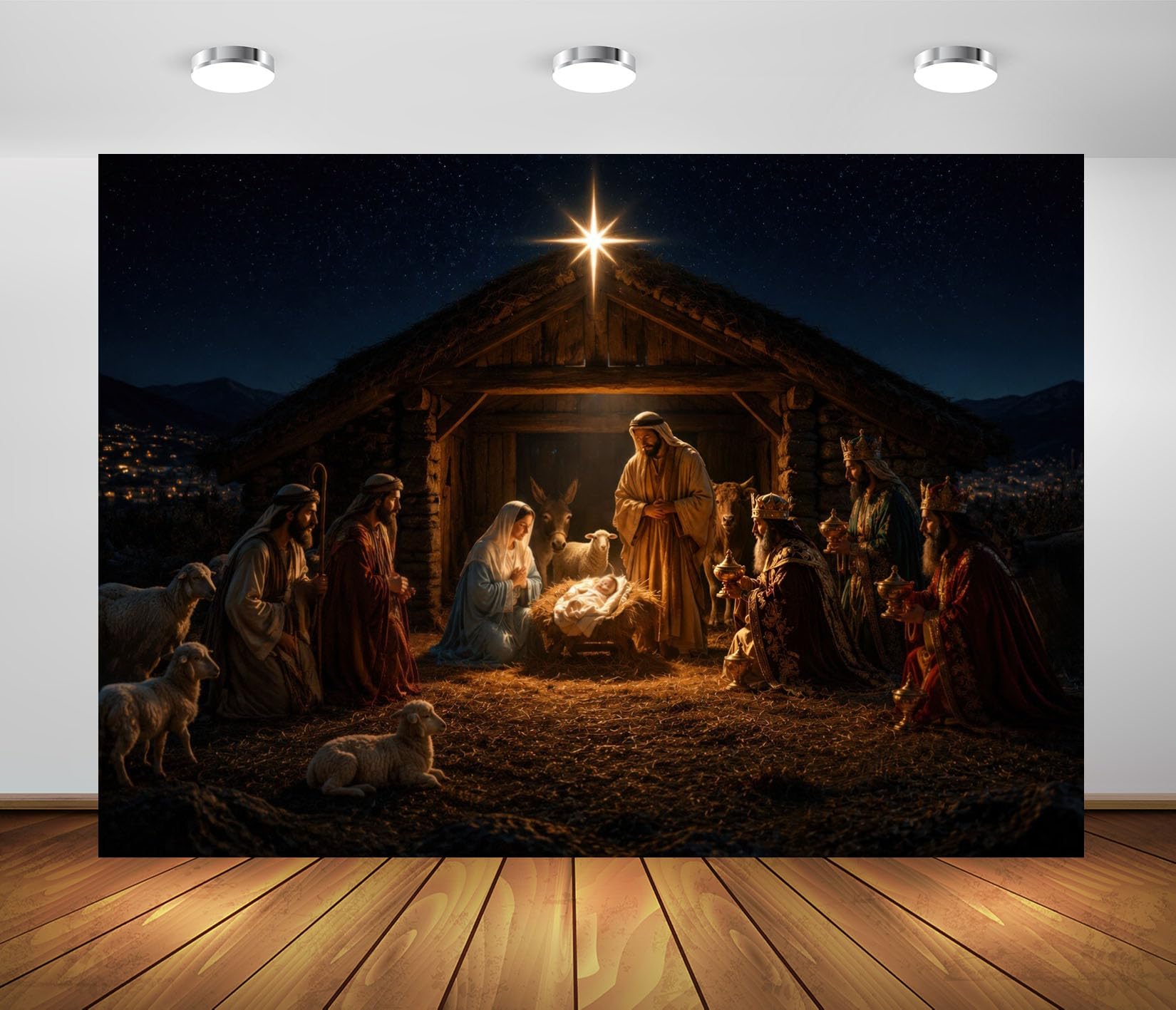 BELECO 3x2.5m Sfondo in tessuto scena presepe Natale Natività