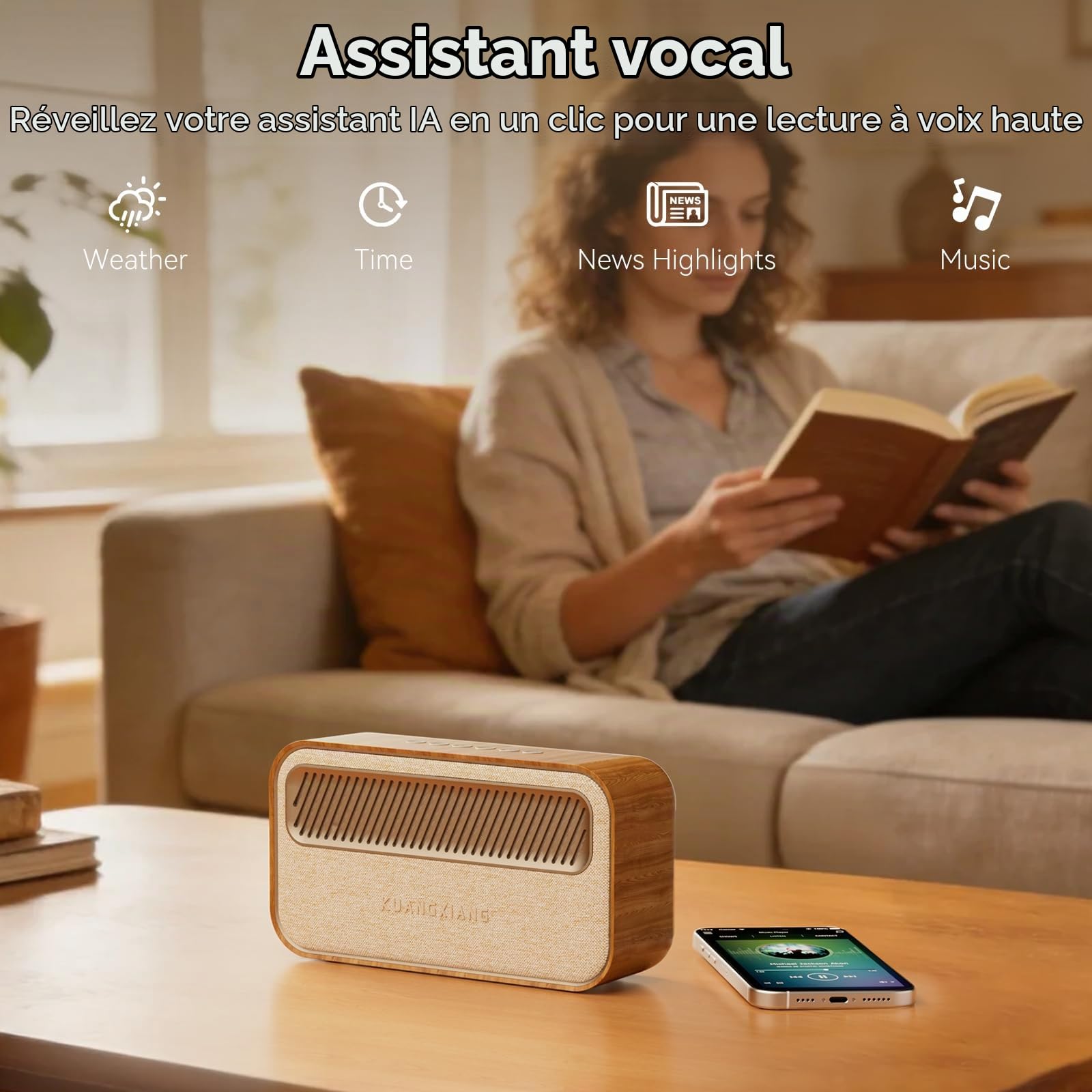 Retro Enceinte Bluetooth 5.3, 45W Enceinte Bluetooth Puissante