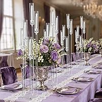 Vista 2 de Centros de mesa acrílicos de 5 brazos para bodas, candelabros de piso con pantalla extraíble para fiesta de Navidad, chimenea, día de San Valentín