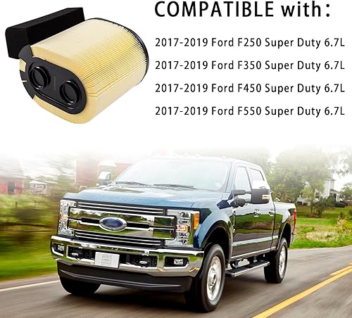 Miniatura 8 de Filtro de aire de motor FA-2031 compatible con Ford F250 F350 F450 F550 6.7L Powerstroke Diesel 2020-2022 que reemplaza a FA2031 LC3Z-9601B WA10905