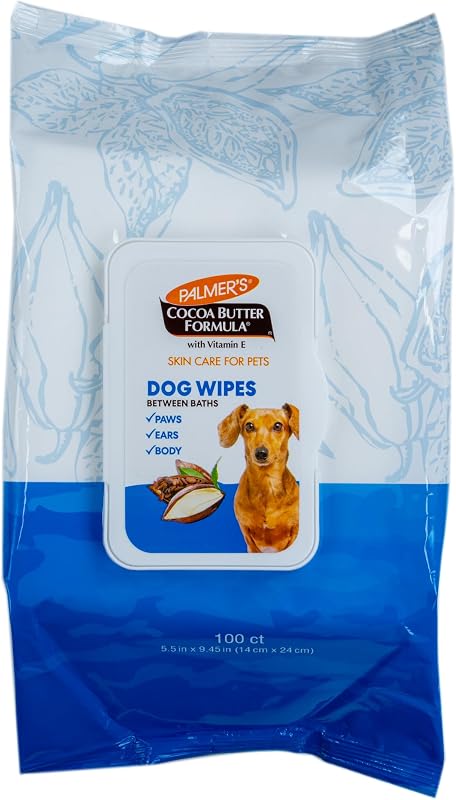 Palmers for Pets Cocoa Butter Refreshing Wipes for Dogs, 100 Count | Vitamin E formula, paraben- and phthalate-free, gentle daily grooming, dogs and puppies