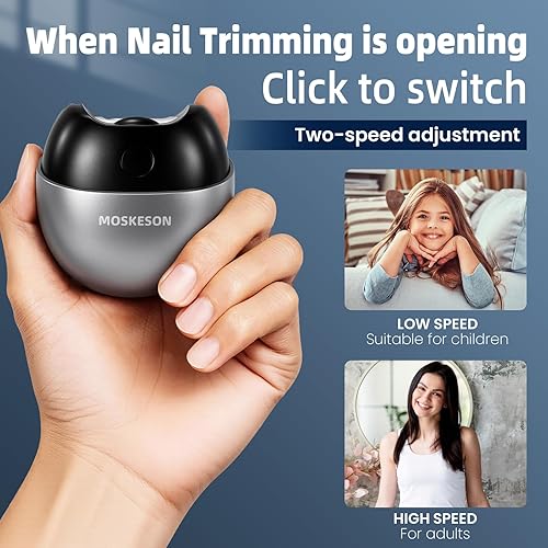 Miniatura 2 de Cortaúñas eléctrico recortadora automática de uñas con almacenamiento de clips y luz LED, recargable por USB y 2 velocidades con engranajes de