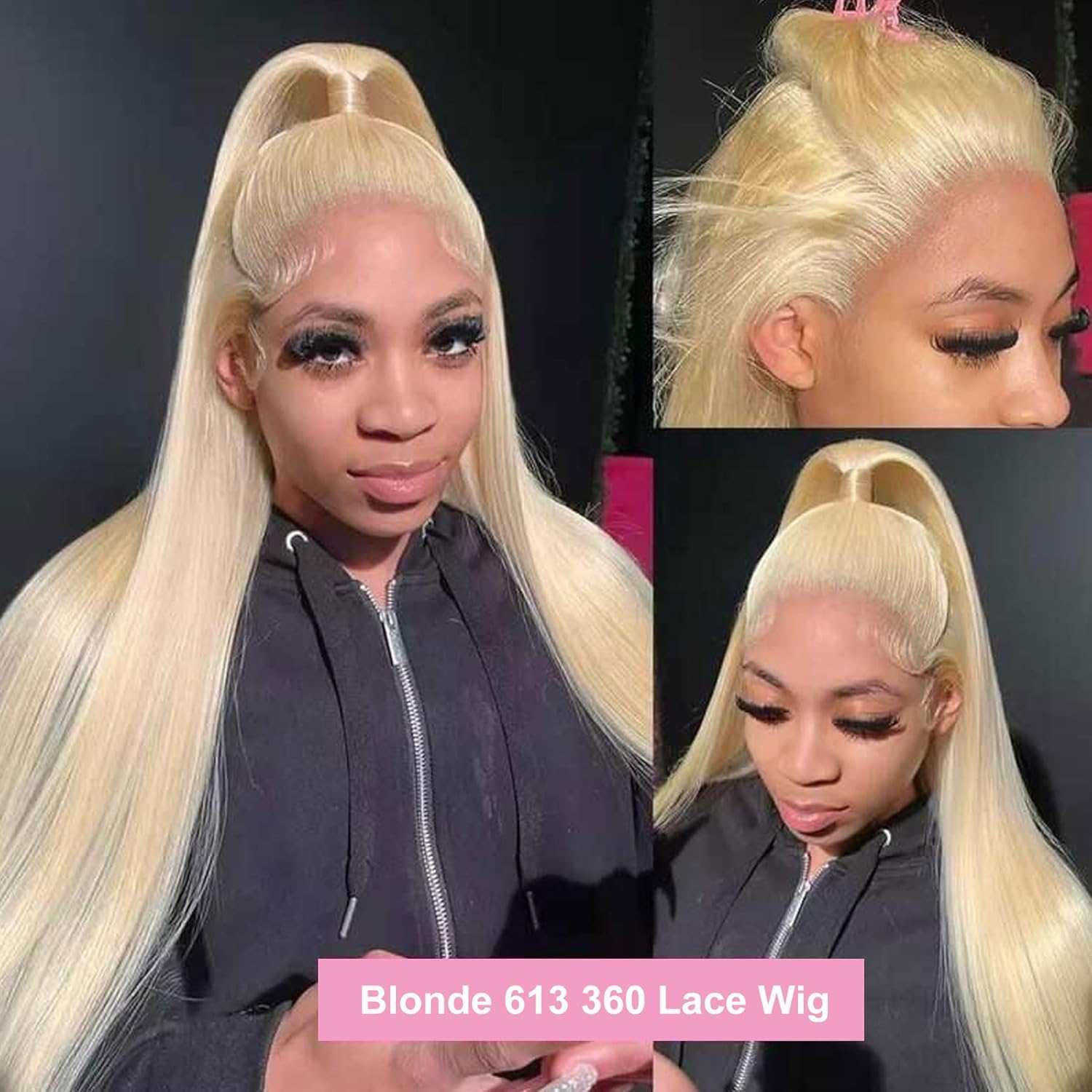 Blonde 613 360 Lace Front Wigs Straight Frontal Wig Synthetic Hair Pre Plucked with Baby Hair Small Knots Transparent Lace Wigs for Black Women 26 Inch