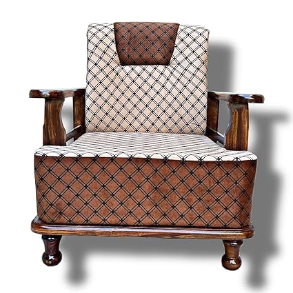 Foldable Sofa Solid Sheesham Wood Sofa Set 1 Seater | Wooden Sofa Set for Living Room | Single Seater Sofa Set for Living Room/Hall/Office