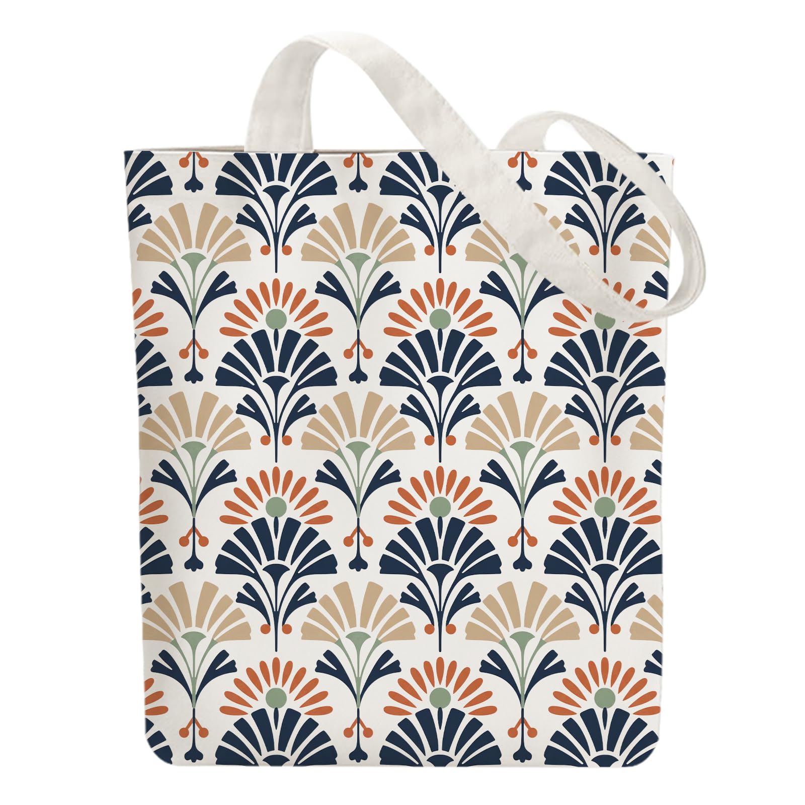 ANATTASOUL Canvas Tote Bag Ginkgo Leaf Reusable Cotton Bag for Women, 15.74"x14.96" Durable and Foldable Cloth Shoulder Bags with Zip Pockets for Shopping, Vacation, Work, Gym, Gifts