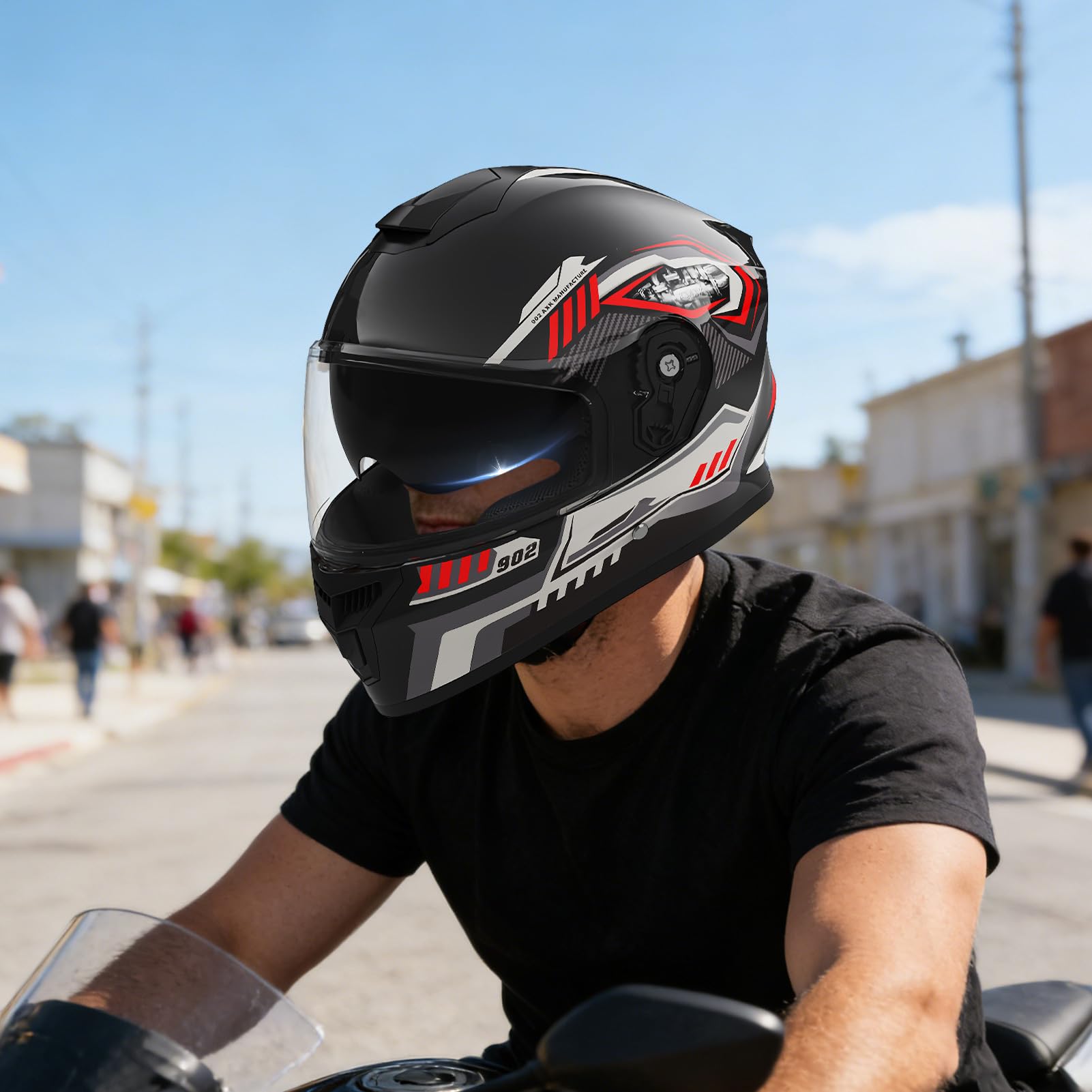 Kask Motocyklowy Wizjer Motocrossowy | Pełnotwarzowe Kaski Motocyklowe Dla Dorosłych Z Wyjmowaną Chustą Dla Jazdy Na Motocyklu Skuterze Nartach Snowboardzie I