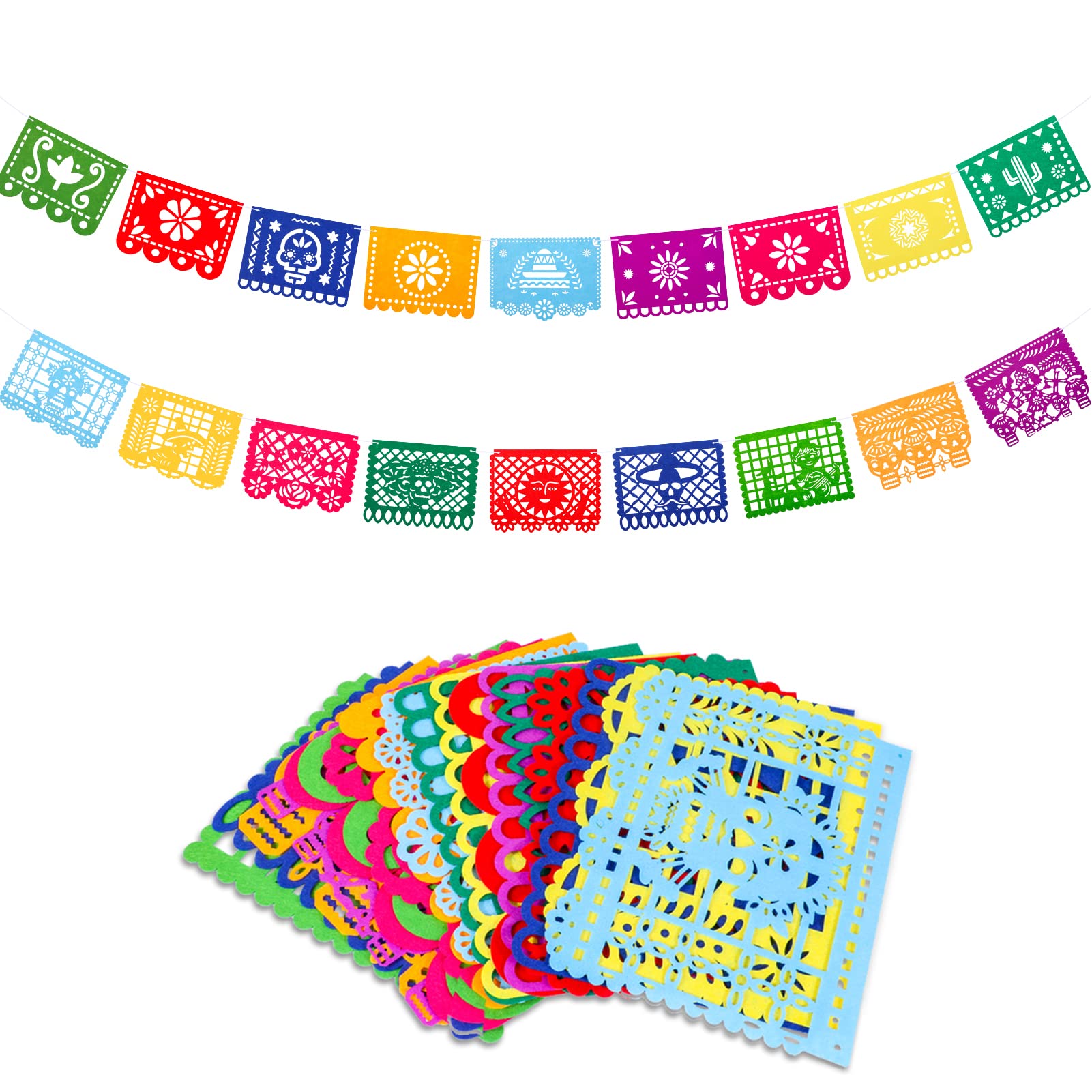 Qpout Mexican Fiesta Party Banner - Dia De Los Muertos & Cinco De Mayo Papel Picado Party Decorations