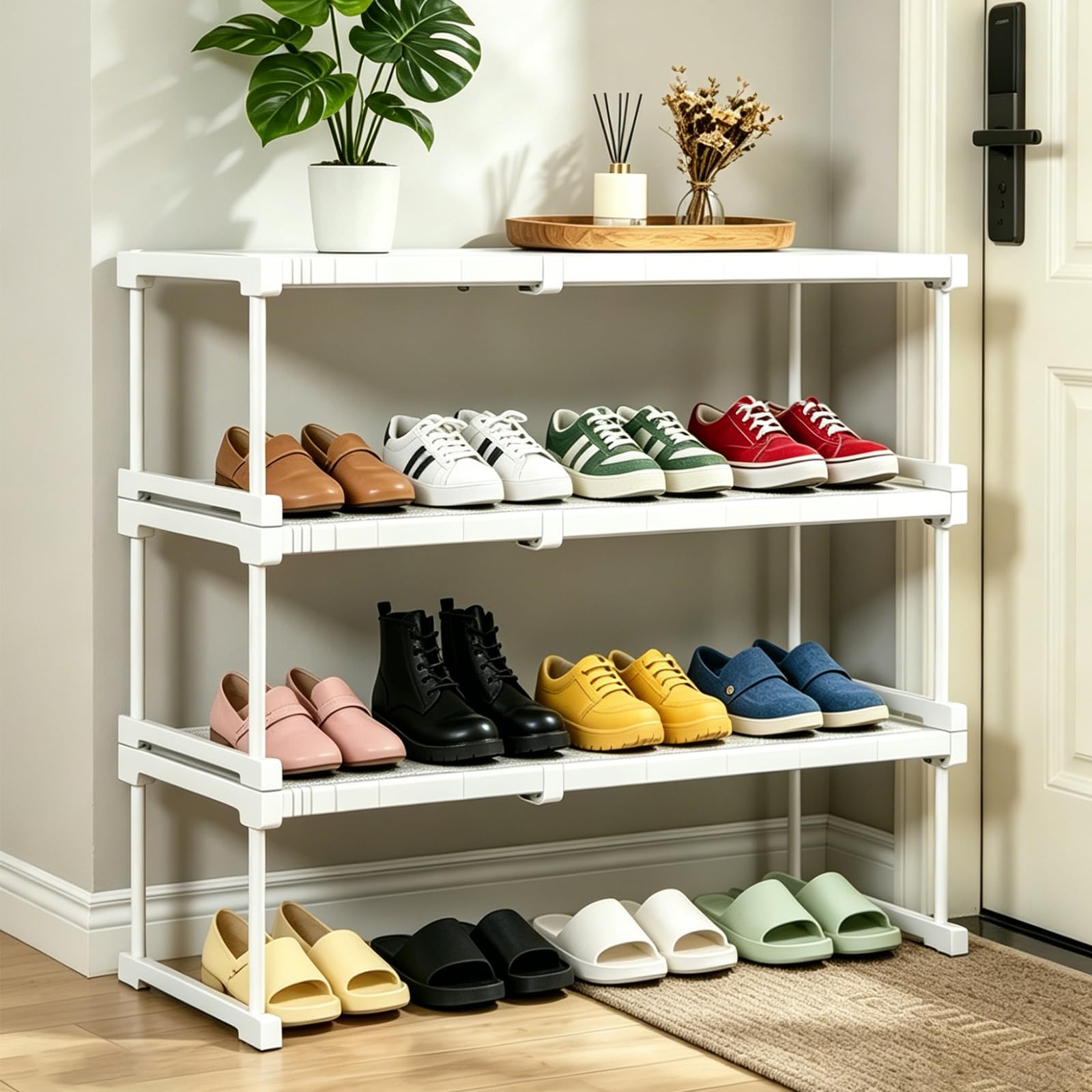 Scaffali regolabili per armadio, ripiani espandibili, larghezza 24 cm, altezza 22 cm, lunghezza regolabile 27-38 cm, per armadio, cucina, bagno