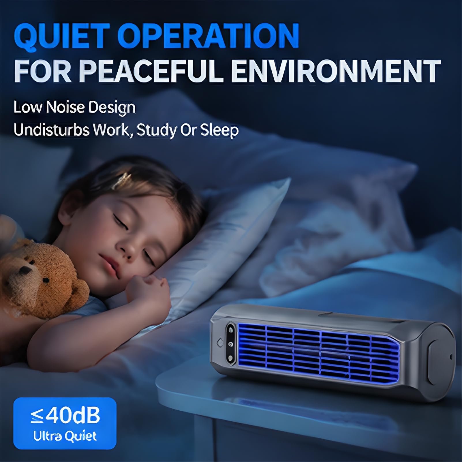 Ventilatore a torre ricaricabile USB, mini ventilatore da scrivania portatile con circolazione dell'aria silenziosa, raffreddamento a 3 velocità per ufficio e uso domestico