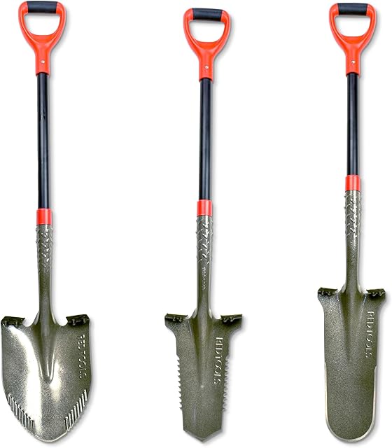 Red Tools Profi Spaten Set - Robustes Garten Werkzeug inkl. Gärtnerspaten mit Wurzelsäge, Drainagespaten und Schaufel - für alle Gartenprojekte geeignet (Grau) — Spaten