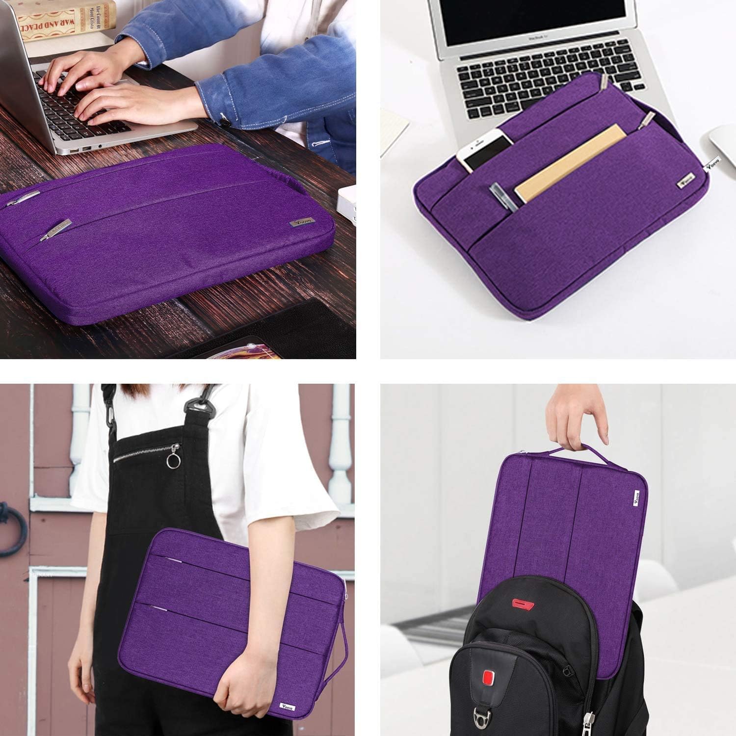 Voova 15.6 16 Inch Laptop Sleeve Case Compatible with MacBook Pro 16 M1/M2/M3/M4 Max 2019-2025, 15.6-16” Hp Lenovo Acer Asus, Waterproof Slim Computer Bag Cover with Handle, Purple