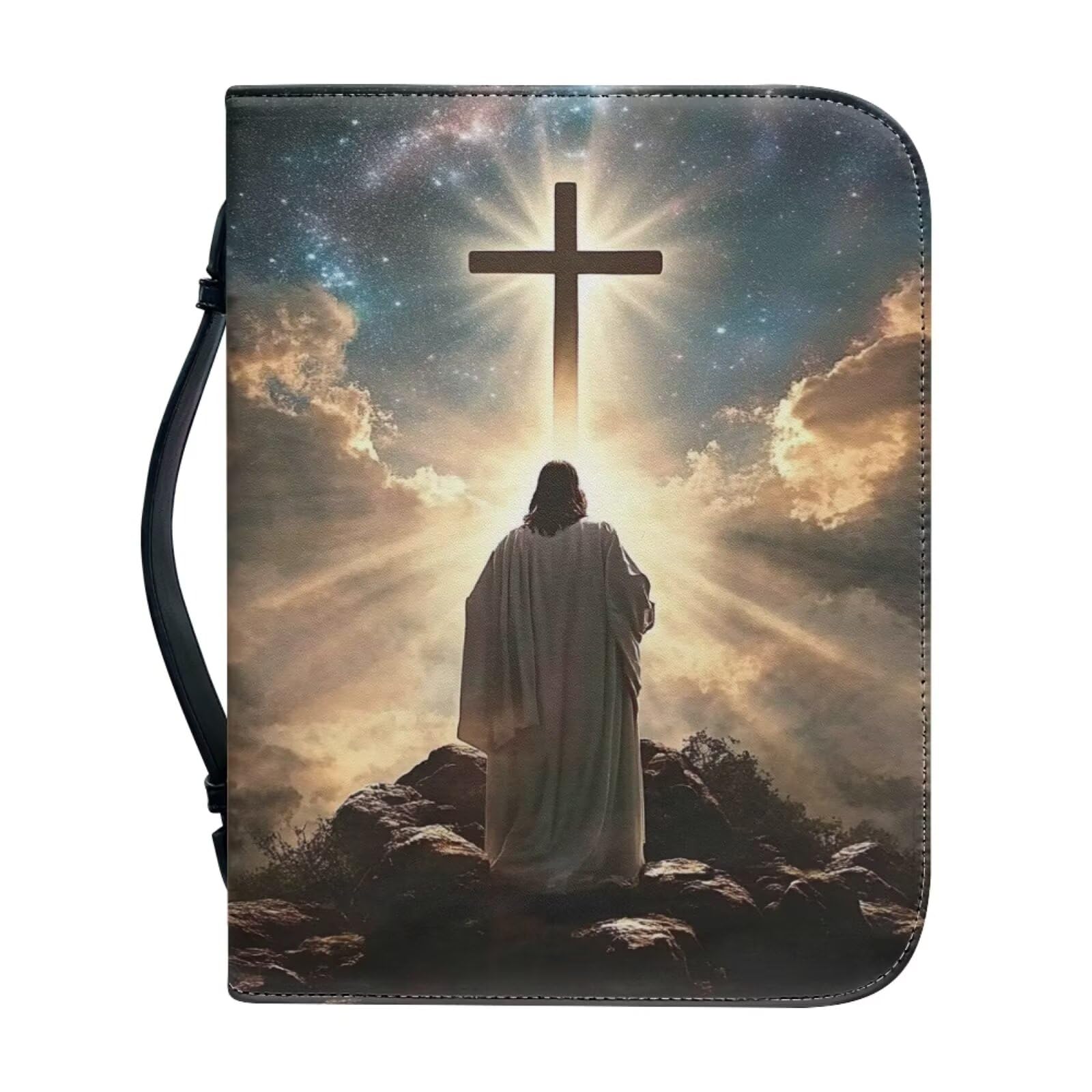 Ceudet Bible Cover Case for Women, Large Bible Bag, Bible Carrying Tote Bags for Bible Study Accessories, Gift for Women Men,Jesus and Cross,2XL — image 1
