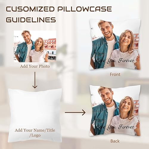Miniatura 3 de Almohada de fotos personalizada de 16 x 16 pulgadas, funda de almohada personalizada de doble cara con texto de imagen, funda decorativa suave,
