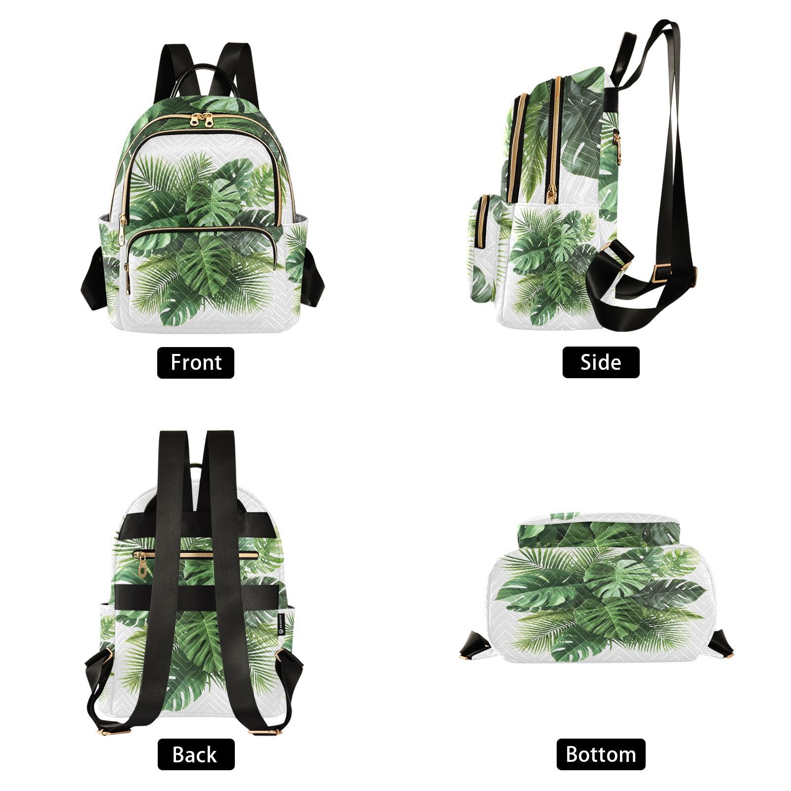 zyrtty Mini Backpack for Women Plant Leaves Monstera Small Purse Daypacks Stylish Bags Travel Backpacks for College