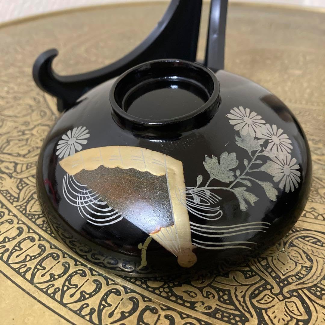 時代黒漆金扇子吸物椀10客金蒔絵明治汁物椀手造り〈検