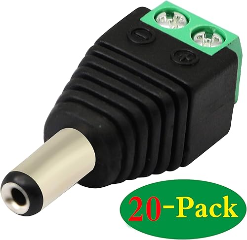 Miniatura 3 de zdyCGTime Adaptador DC de 0.217 x 0.083 in, conector macho de alimentación de barril de 0.083 x 0.217 in a 2 pinesforma hembra de perno de tornillo,