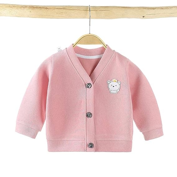 MOMISY Baby Boy & Girls Sweater Jacket Front Open V Neck Cardigan-6 Months to 4 Years, Blue Green Pink Yellow
