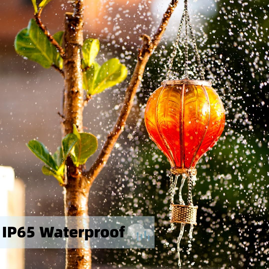 Solar Hot Air Balloon Lantern: Orange Flickering Flame, Waterproof, Ideal Gift for Mom, Grandma & Women's Birthday - Perfect for Lawn, Patio, Porch, Tree Décor; Thoughtful Garden Ornament